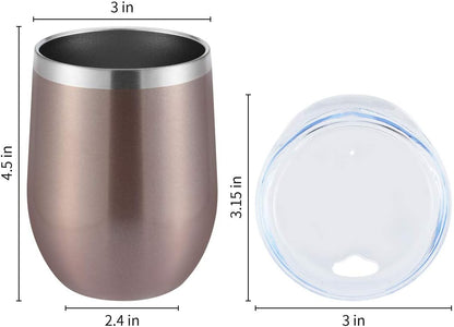 DOMICARE Stainless Steel Wine Tumbler Bulk with Lid, Personalized Insulated Tumblers Set, 12oz Travel Coffee Cups Pack of 1, Stainless steel