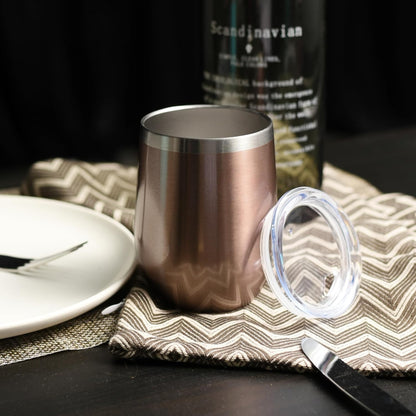DOMICARE Stainless Steel Wine Tumbler Bulk with Lid, Personalized Insulated Tumblers Set, 12oz Travel Coffee Cups Pack of 1, Stainless steel