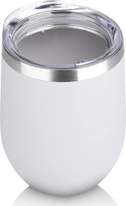 DOMICARE Stainless Steel Wine Tumbler Bulk with Lid, Personalized Insulated Tumblers Set, 12oz Travel Coffee Cups Pack of 1, Stainless steel