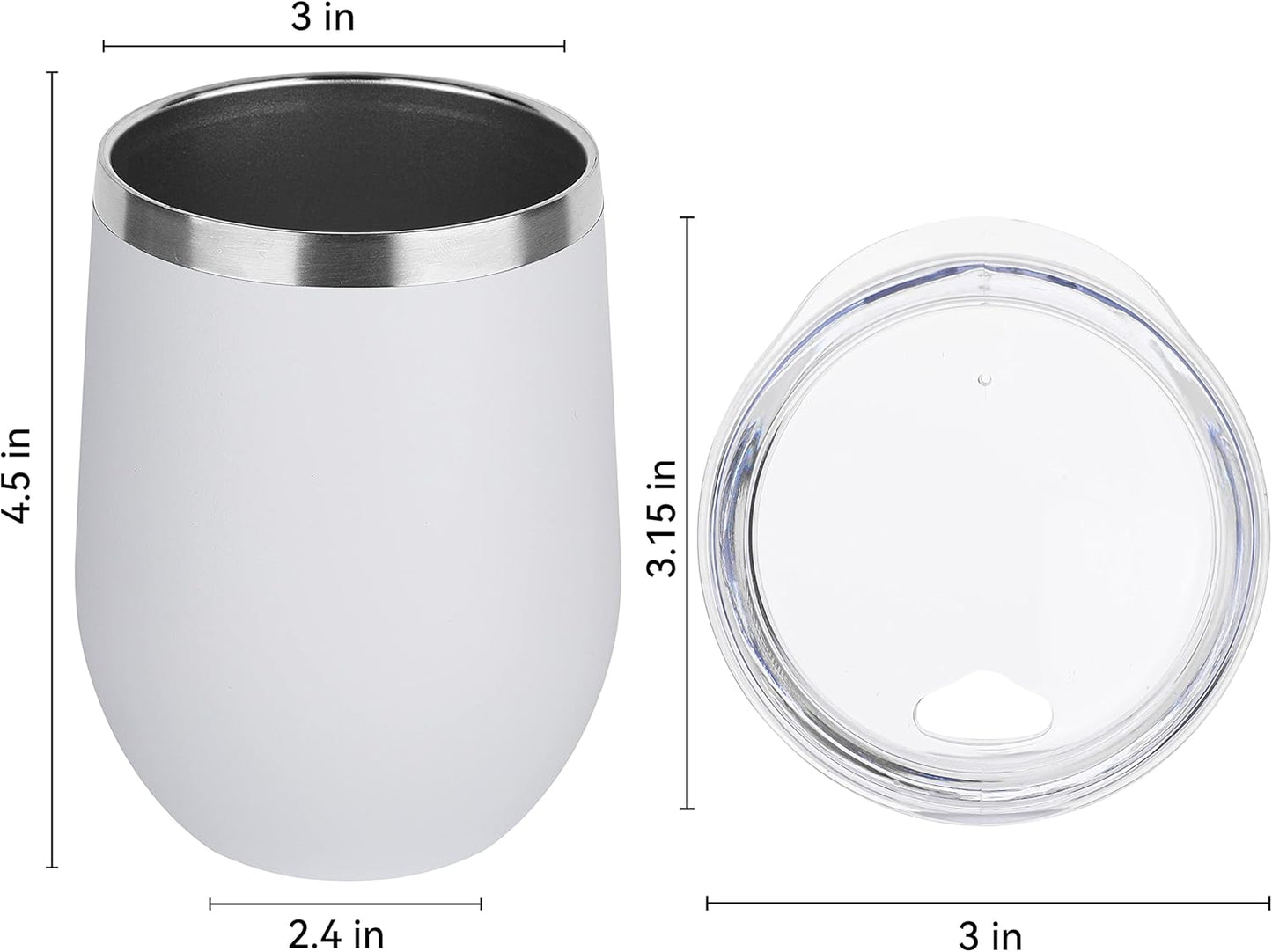 DOMICARE Stainless Steel Wine Tumbler Bulk with Lid, Personalized Insulated Tumblers Set, 12oz Travel Coffee Cups Pack of 1, Stainless steel