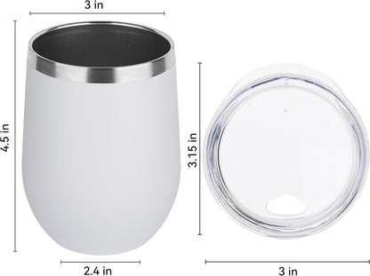 DOMICARE Stainless Steel Wine Tumbler Bulk with Lid, Personalized Insulated Tumblers Set, 12oz Travel Coffee Cups Pack of 1, Stainless steel