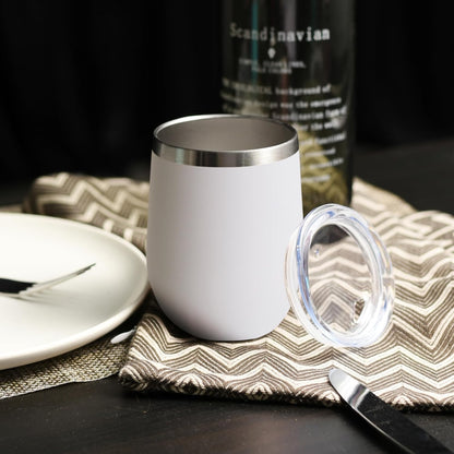 DOMICARE Stainless Steel Wine Tumbler Bulk with Lid, Personalized Insulated Tumblers Set, 12oz Travel Coffee Cups Pack of 1, Stainless steel