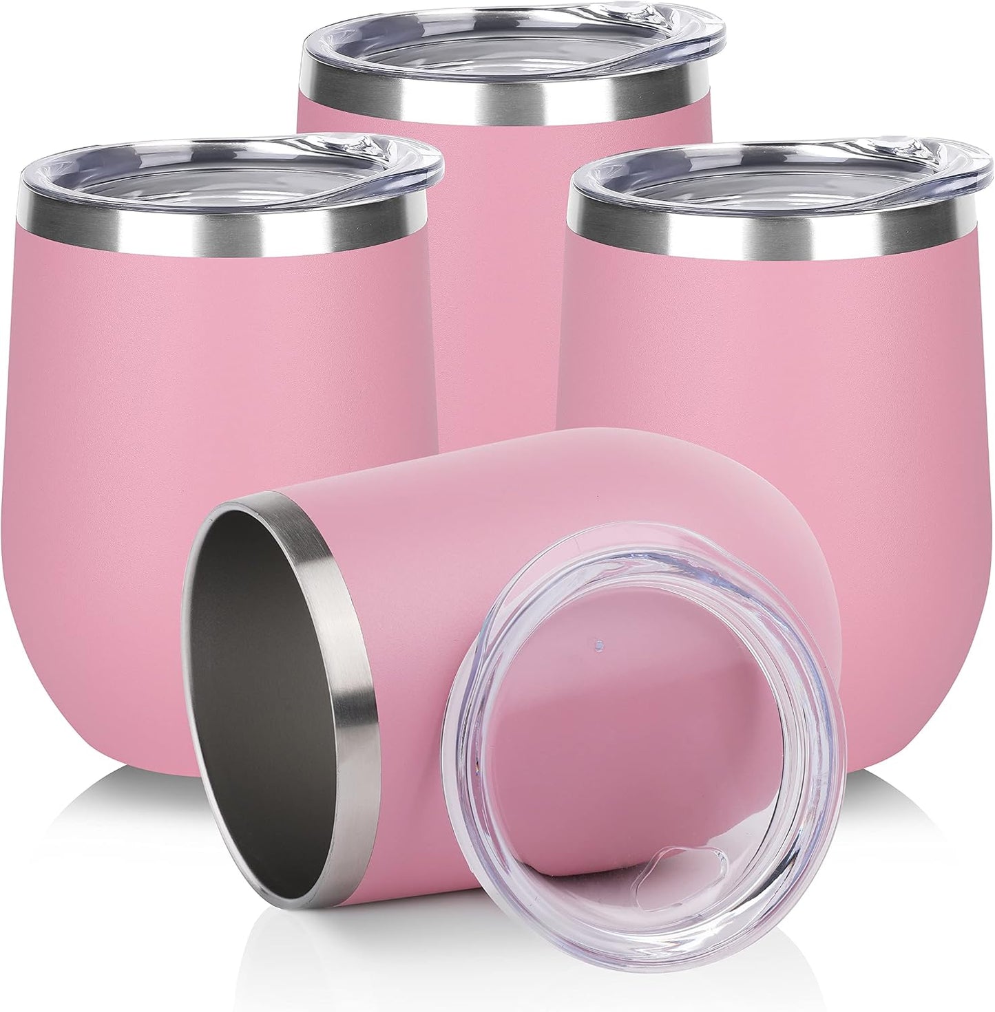 DOMICARE Stainless Steel Wine Tumbler Bulk with Lid, Personalized Insulated Tumblers Set, 12oz Travel Coffee Cups Pack of 1, Stainless steel