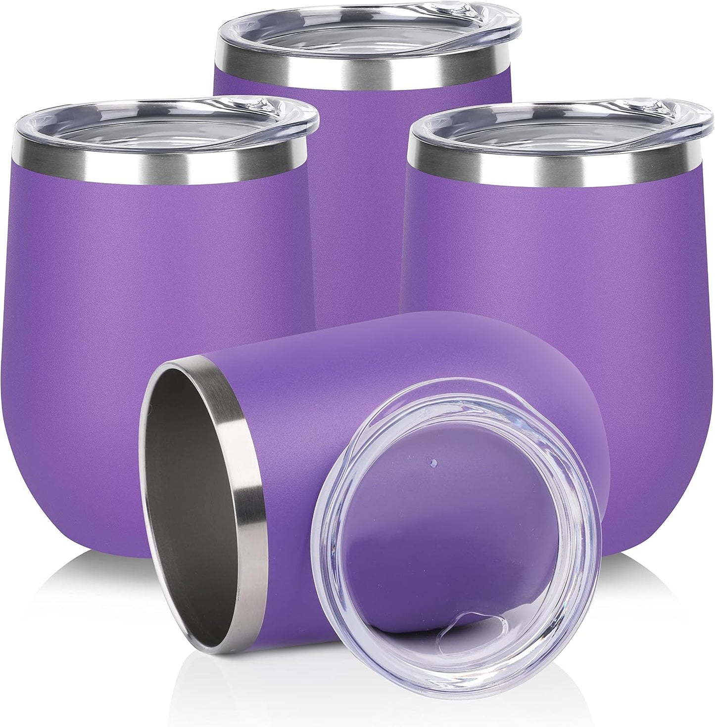 DOMICARE Stainless Steel Wine Tumbler Bulk with Lid, Personalized Insulated Tumblers Set, 12oz Travel Coffee Cups Pack of 1, Stainless steel