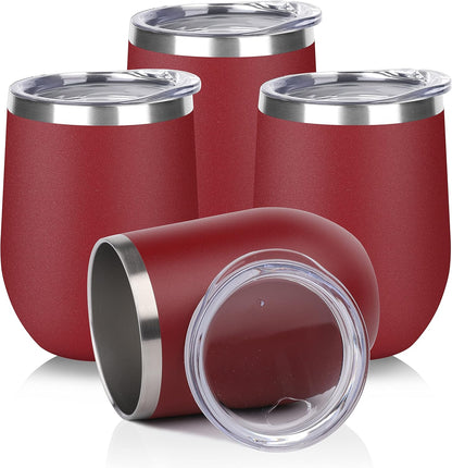 DOMICARE Stainless Steel Wine Tumbler Bulk with Lid, Personalized Insulated Tumblers Set, 12oz Travel Coffee Cups Pack of 1, Stainless steel