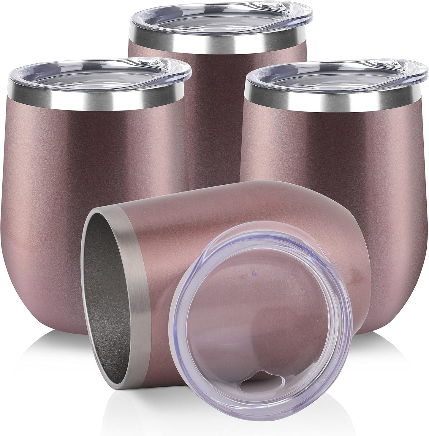 DOMICARE Stainless Steel Wine Tumbler Bulk with Lid, Personalized Insulated Tumblers Set, 12oz Travel Coffee Cups Pack of 1, Stainless steel