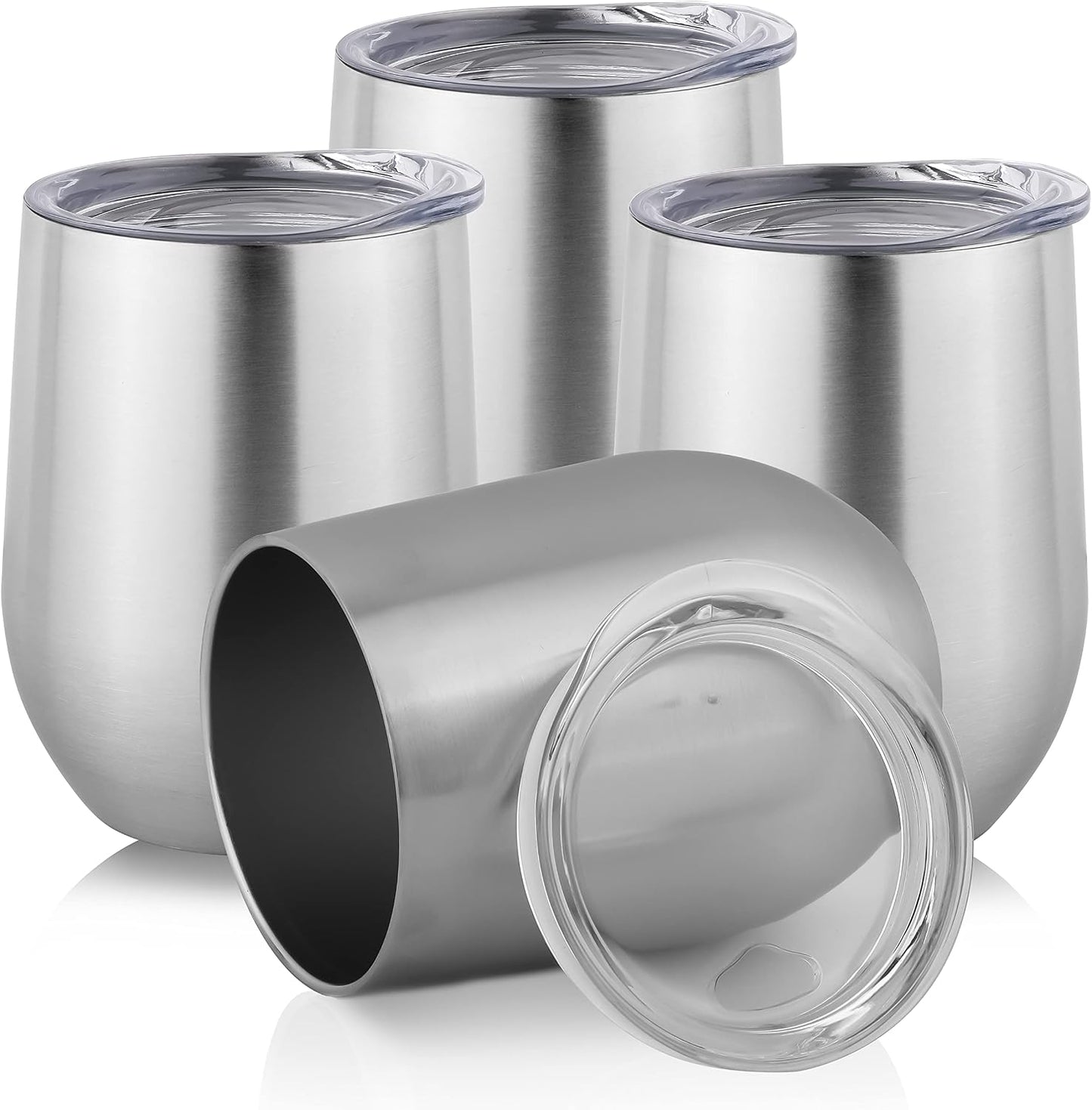 DOMICARE Stainless Steel Wine Tumbler Bulk with Lid, Personalized Insulated Tumblers Set, 12oz Travel Coffee Cups Pack of 1, Stainless steel
