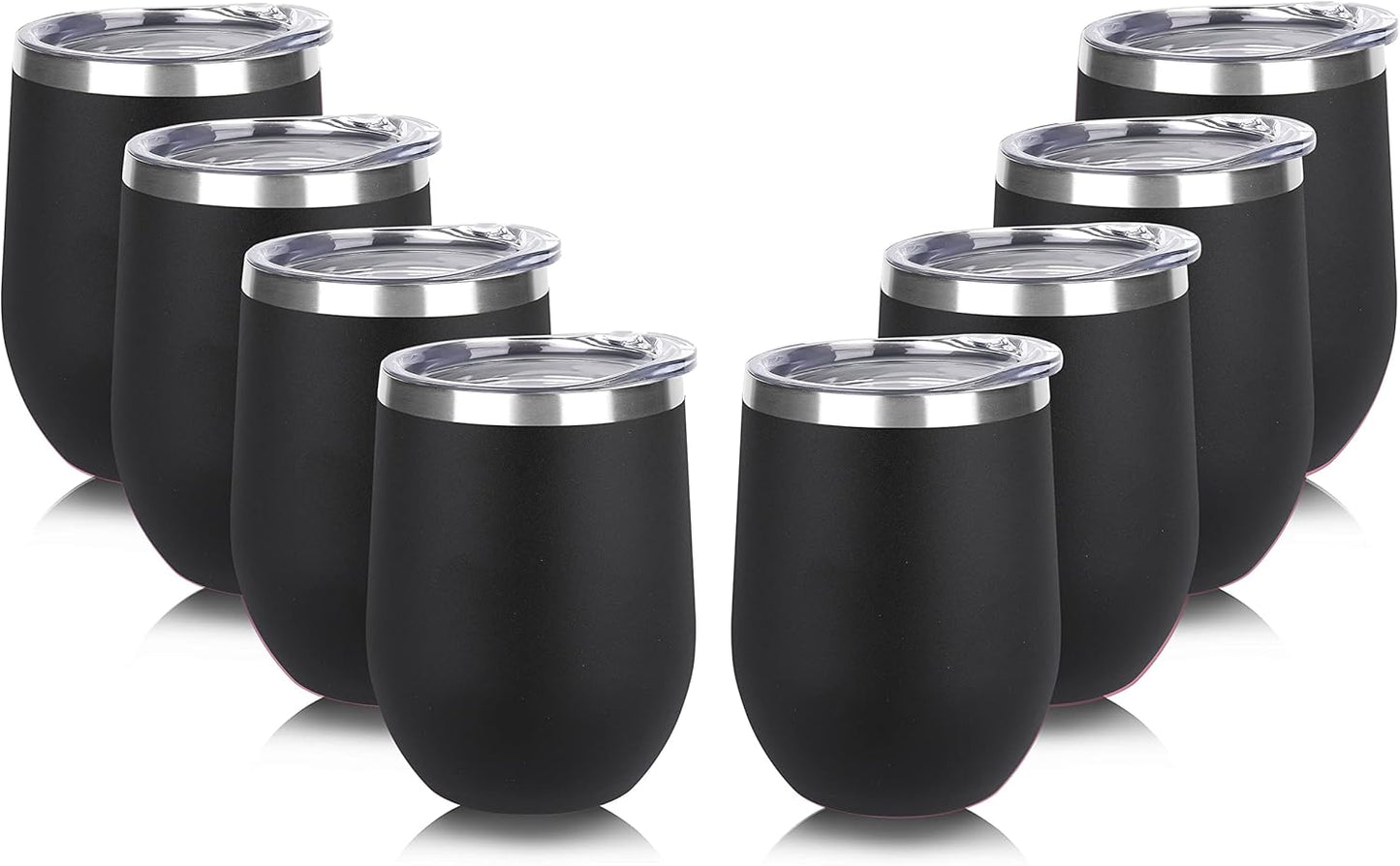 DOMICARE Stainless Steel Wine Tumbler Bulk with Lid, Personalized Insulated Tumblers Set, 12oz Travel Coffee Cups Pack of 1, Stainless steel
