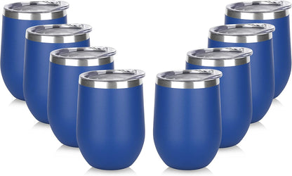 DOMICARE Stainless Steel Wine Tumbler Bulk with Lid, Personalized Insulated Tumblers Set, 12oz Travel Coffee Cups Pack of 1, Stainless steel