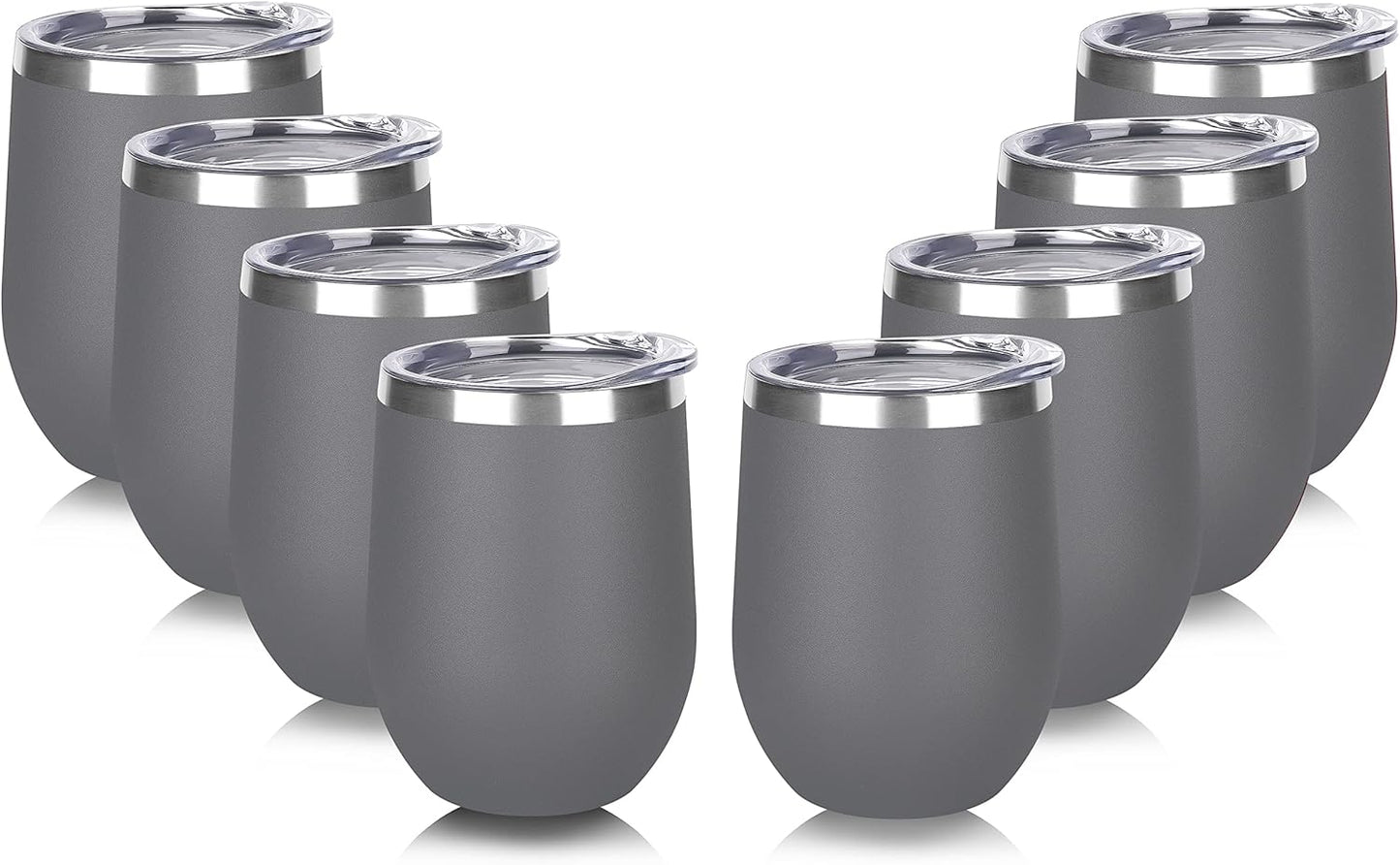 DOMICARE Stainless Steel Wine Tumbler Bulk with Lid, Personalized Insulated Tumblers Set, 12oz Travel Coffee Cups Pack of 1, Stainless steel
