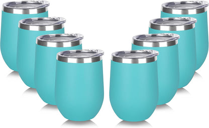 DOMICARE Stainless Steel Wine Tumbler Bulk with Lid, Personalized Insulated Tumblers Set, 12oz Travel Coffee Cups Pack of 1, Stainless steel