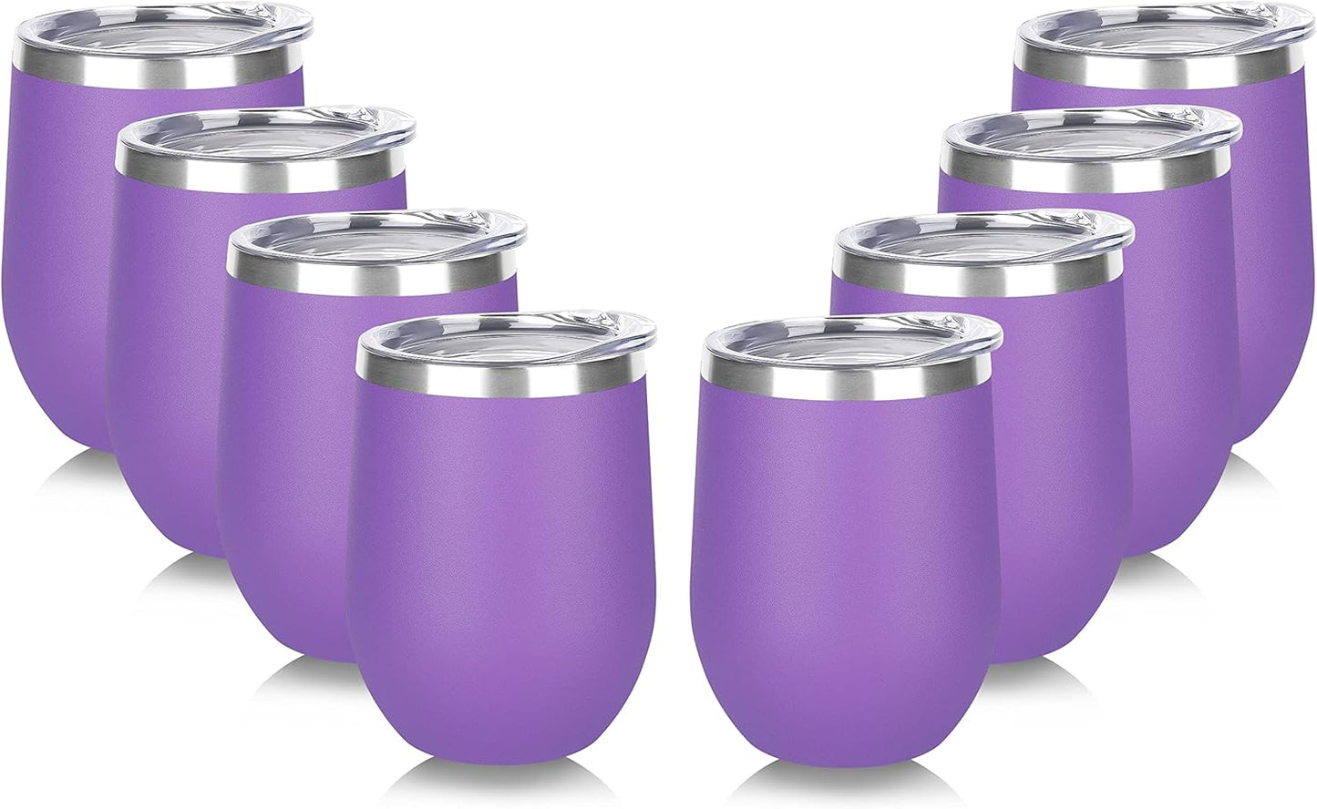 DOMICARE Stainless Steel Wine Tumbler Bulk with Lid, Personalized Insulated Tumblers Set, 12oz Travel Coffee Cups Pack of 1, Stainless steel