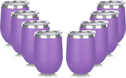 DOMICARE Stainless Steel Wine Tumbler Bulk with Lid, Personalized Insulated Tumblers Set, 12oz Travel Coffee Cups Pack of 1, Stainless steel