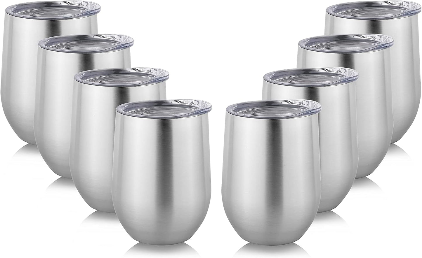 DOMICARE Stainless Steel Wine Tumbler Bulk with Lid, Personalized Insulated Tumblers Set, 12oz Travel Coffee Cups Pack of 1, Stainless steel
