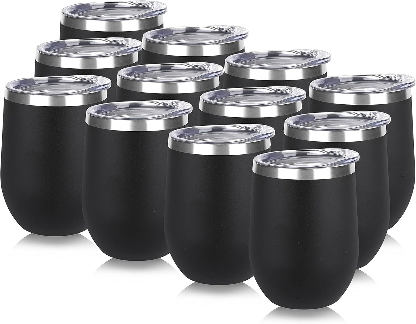 DOMICARE Stainless Steel Wine Tumbler Bulk with Lid, Personalized Insulated Tumblers Set, 12oz Travel Coffee Cups Pack of 1, Stainless steel