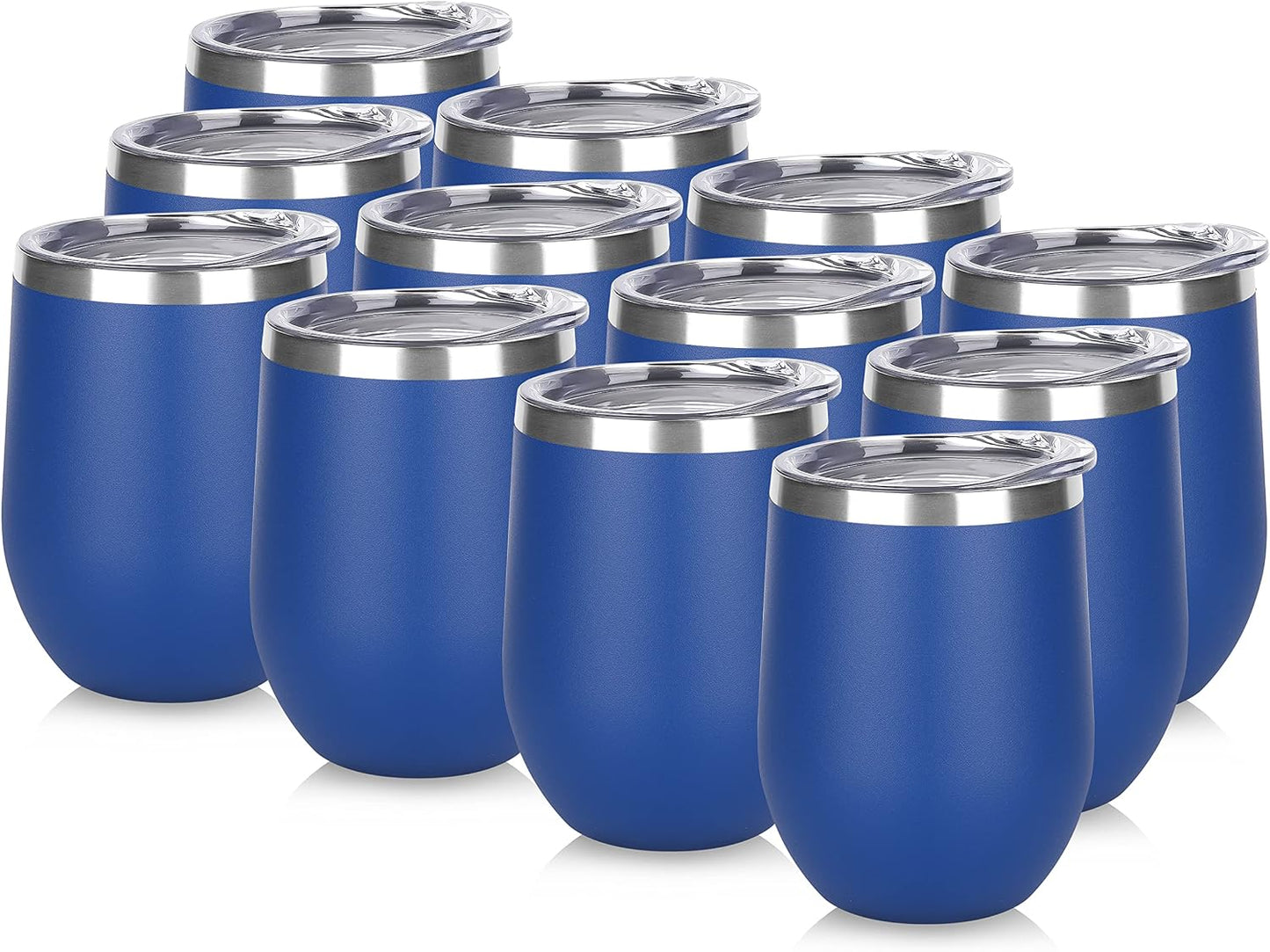 DOMICARE Stainless Steel Wine Tumbler Bulk with Lid, Personalized Insulated Tumblers Set, 12oz Travel Coffee Cups Pack of 1, Stainless steel