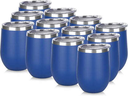 DOMICARE Stainless Steel Wine Tumbler Bulk with Lid, Personalized Insulated Tumblers Set, 12oz Travel Coffee Cups Pack of 1, Stainless steel