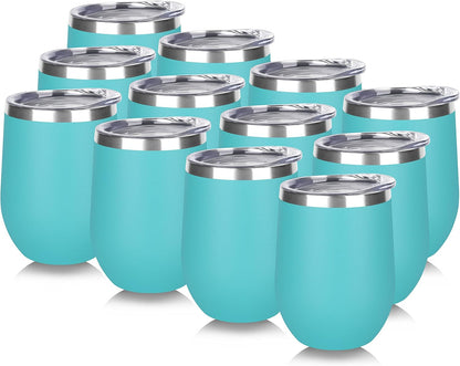 DOMICARE Stainless Steel Wine Tumbler Bulk with Lid, Personalized Insulated Tumblers Set, 12oz Travel Coffee Cups Pack of 1, Stainless steel