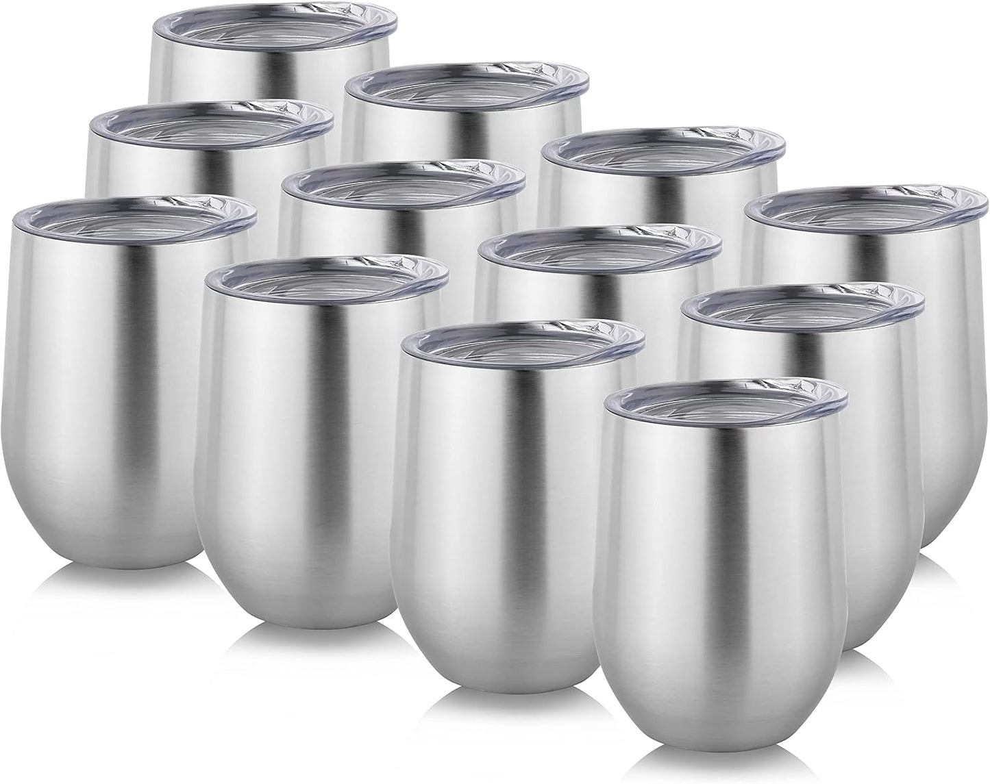 DOMICARE Stainless Steel Wine Tumbler Bulk with Lid, Personalized Insulated Tumblers Set, 12oz Travel Coffee Cups Pack of 1, Stainless steel