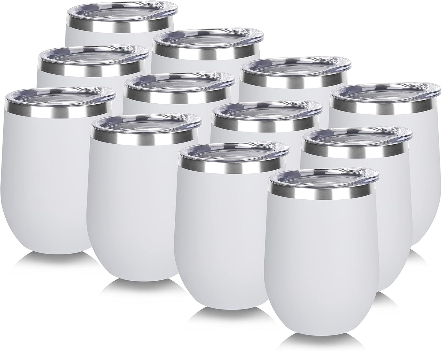 DOMICARE Stainless Steel Wine Tumbler Bulk with Lid, Personalized Insulated Tumblers Set, 12oz Travel Coffee Cups Pack of 1, Stainless steel