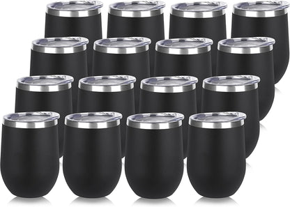 DOMICARE Stainless Steel Wine Tumbler Bulk with Lid, Personalized Insulated Tumblers Set, 12oz Travel Coffee Cups Pack of 1, Stainless steel