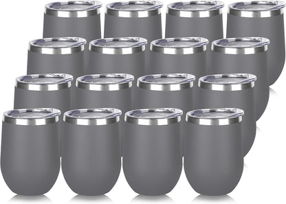 DOMICARE Stainless Steel Wine Tumbler Bulk with Lid, Personalized Insulated Tumblers Set, 12oz Travel Coffee Cups Pack of 1, Stainless steel