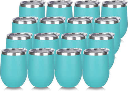 DOMICARE Stainless Steel Wine Tumbler Bulk with Lid, Personalized Insulated Tumblers Set, 12oz Travel Coffee Cups Pack of 1, Stainless steel