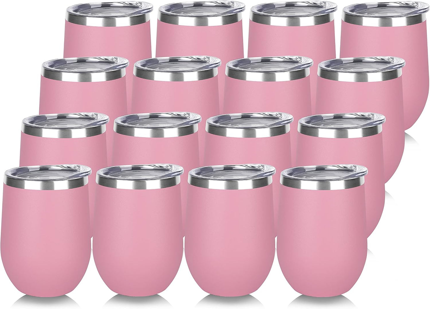 DOMICARE Stainless Steel Wine Tumbler Bulk with Lid, Personalized Insulated Tumblers Set, 12oz Travel Coffee Cups Pack of 1, Stainless steel