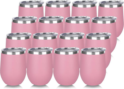 DOMICARE Stainless Steel Wine Tumbler Bulk with Lid, Personalized Insulated Tumblers Set, 12oz Travel Coffee Cups Pack of 1, Stainless steel