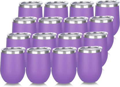 DOMICARE Stainless Steel Wine Tumbler Bulk with Lid, Personalized Insulated Tumblers Set, 12oz Travel Coffee Cups Pack of 1, Stainless steel