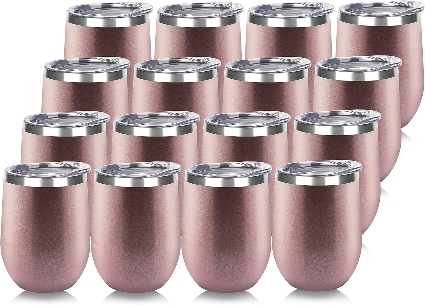 DOMICARE Stainless Steel Wine Tumbler Bulk with Lid, Personalized Insulated Tumblers Set, 12oz Travel Coffee Cups Pack of 1, Stainless steel