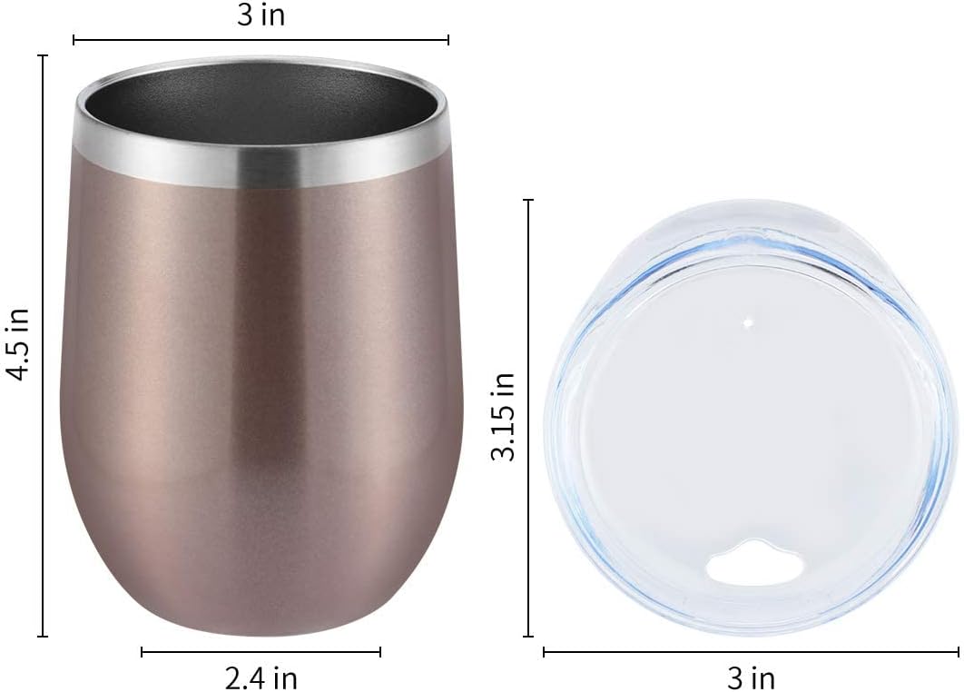 DOMICARE Stainless Steel Wine Tumbler Bulk with Lid, Personalized Insulated Tumblers Set, 12oz Travel Coffee Cups Pack of 1, Stainless steel