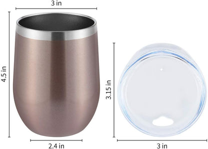 DOMICARE Stainless Steel Wine Tumbler Bulk with Lid, Personalized Insulated Tumblers Set, 12oz Travel Coffee Cups Pack of 1, Stainless steel
