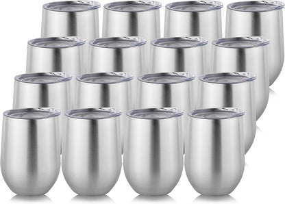 DOMICARE Stainless Steel Wine Tumbler Bulk with Lid, Personalized Insulated Tumblers Set, 12oz Travel Coffee Cups Pack of 1, Stainless steel