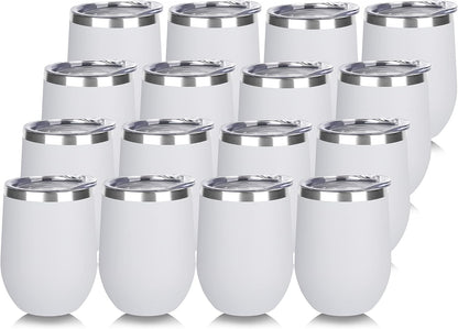 DOMICARE Stainless Steel Wine Tumbler Bulk with Lid, Personalized Insulated Tumblers Set, 12oz Travel Coffee Cups Pack of 1, Stainless steel