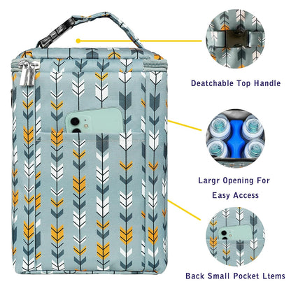 Breastmilk Cooler Bag with Ice Pack Fits 4 Baby Bottles Up To 9 Ounce Insulated Baby Bottle Bag Breast Milk Cooler on the Go with Strap Cooler Bag for Nursing Mom Daycare or Travel