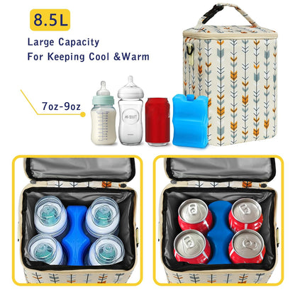 Breastmilk Cooler Bag with Ice Pack Fits 4 Baby Bottles Up To 9 Ounce Insulated Baby Bottle Bag Breast Milk Cooler on the Go with Strap Cooler Bag for Nursing Mom Daycare or Travel
