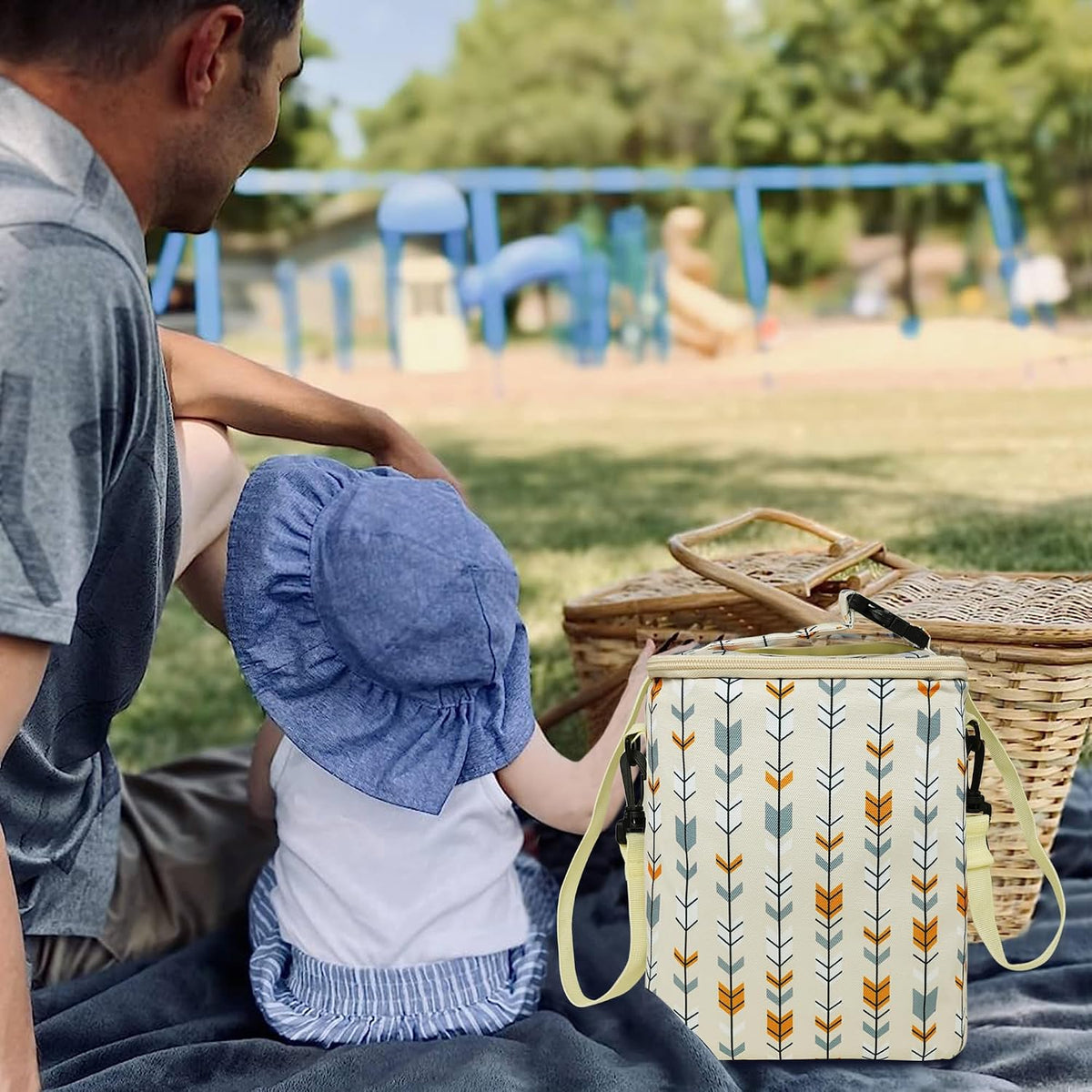 Breastmilk Cooler Bag with Ice Pack Fits 4 Baby Bottles Up To 9 Ounce Insulated Baby Bottle Bag Breast Milk Cooler on the Go with Strap Cooler Bag for Nursing Mom Daycare or Travel
