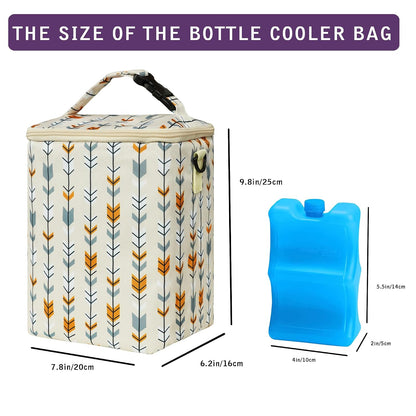 Breastmilk Cooler Bag with Ice Pack Fits 4 Baby Bottles Up To 9 Ounce Insulated Baby Bottle Bag Breast Milk Cooler on the Go with Strap Cooler Bag for Nursing Mom Daycare or Travel