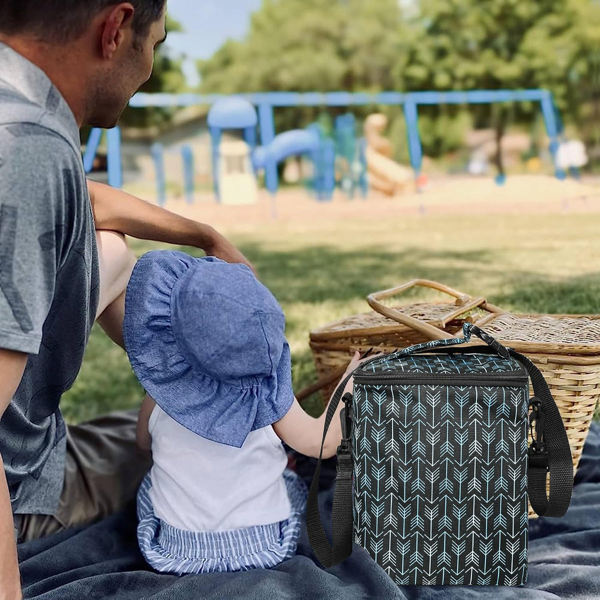 Breastmilk Cooler Bag with Ice Pack Fits 4 Baby Bottles Up To 9 Ounce Insulated Baby Bottle Bag Breast Milk Cooler on the Go with Strap Cooler Bag for Nursing Mom Daycare or Travel