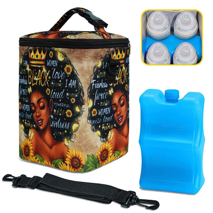 Breastmilk Cooler Bag with Ice Pack Fits 4 Baby Bottles Up To 9 Ounce Insulated Baby Bottle Bag Breast Milk Cooler on the Go with Strap Cooler Bag for Nursing Mom Daycare or Travel