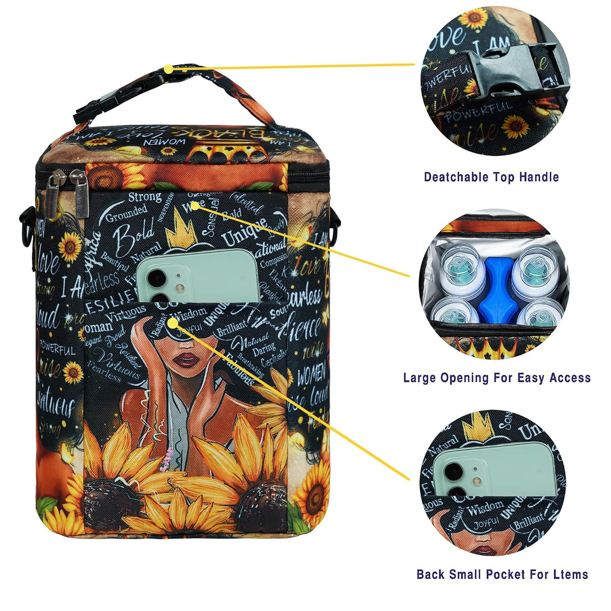 Breastmilk Cooler Bag with Ice Pack Fits 4 Baby Bottles Up To 9 Ounce Insulated Baby Bottle Bag Breast Milk Cooler on the Go with Strap Cooler Bag for Nursing Mom Daycare or Travel