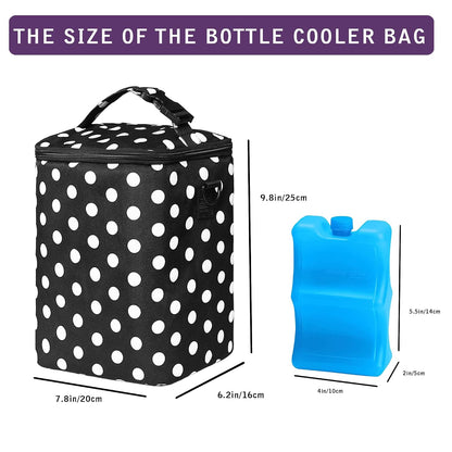 Breastmilk Cooler Bag with Ice Pack Fits 4 Baby Bottles Up To 9 Ounce Insulated Baby Bottle Bag Breast Milk Cooler on the Go with Strap Cooler Bag for Nursing Mom Daycare or Travel