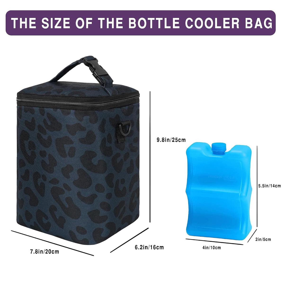 Breastmilk Cooler Bag with Ice Pack Fits 4 Baby Bottles Up To 9 Ounce Insulated Baby Bottle Bag Breast Milk Cooler on the Go with Strap Cooler Bag for Nursing Mom Daycare or Travel