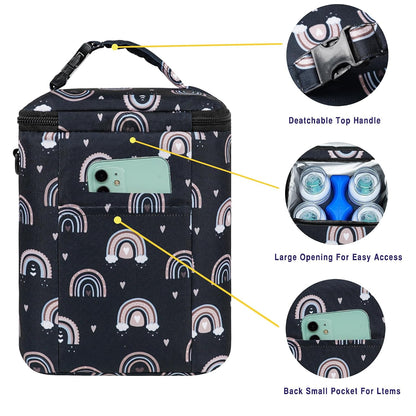 Breastmilk Cooler Bag with Ice Pack Fits 4 Baby Bottles Up To 9 Ounce Insulated Baby Bottle Bag Breast Milk Cooler on the Go with Strap Cooler Bag for Nursing Mom Daycare or Travel