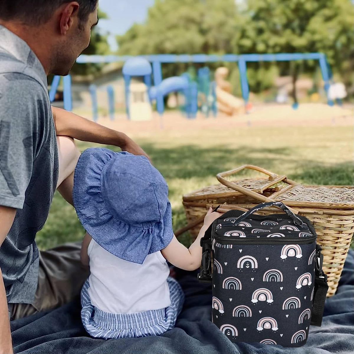 Breastmilk Cooler Bag with Ice Pack Fits 4 Baby Bottles Up To 9 Ounce Insulated Baby Bottle Bag Breast Milk Cooler on the Go with Strap Cooler Bag for Nursing Mom Daycare or Travel