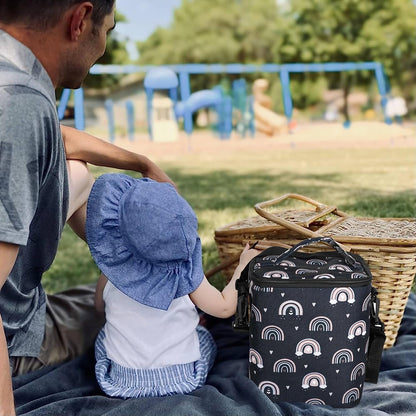 Breastmilk Cooler Bag with Ice Pack Fits 4 Baby Bottles Up To 9 Ounce Insulated Baby Bottle Bag Breast Milk Cooler on the Go with Strap Cooler Bag for Nursing Mom Daycare or Travel