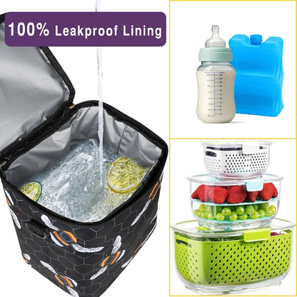 Breastmilk Cooler Bag with Ice Pack Fits 4 Baby Bottles Up To 9 Ounce Insulated Baby Bottle Bag Breast Milk Cooler on the Go with Strap Cooler Bag for Nursing Mom Daycare or Travel