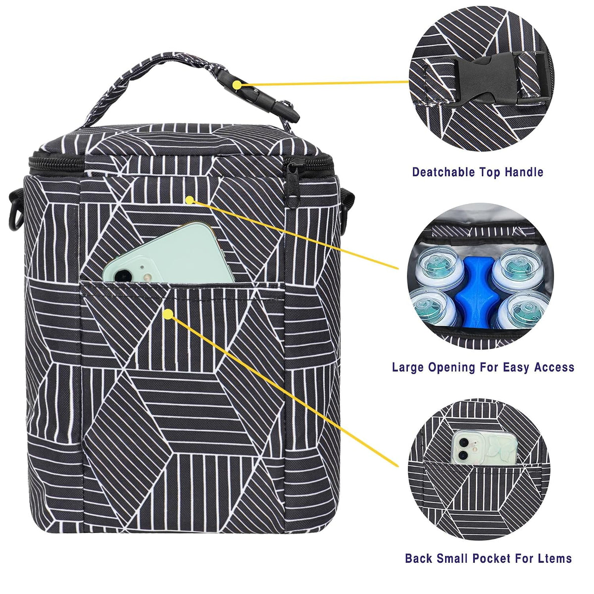 Breastmilk Cooler Bag with Ice Pack Fits 4 Baby Bottles Up To 9 Ounce Insulated Baby Bottle Bag Breast Milk Cooler on the Go with Strap Cooler Bag for Nursing Mom Daycare or Travel