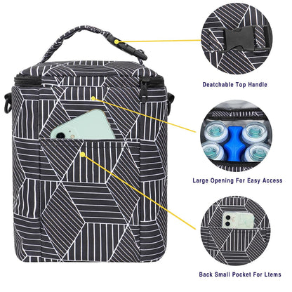 Breastmilk Cooler Bag with Ice Pack Fits 4 Baby Bottles Up To 9 Ounce Insulated Baby Bottle Bag Breast Milk Cooler on the Go with Strap Cooler Bag for Nursing Mom Daycare or Travel